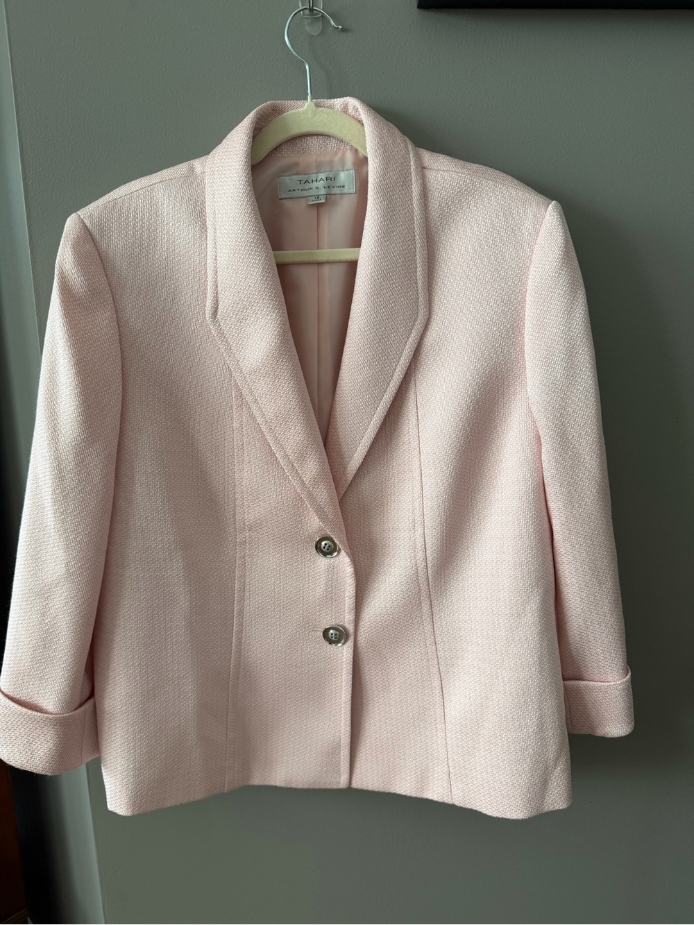 Tahari Blush Pink Tailored Textured Blazer. Size 16